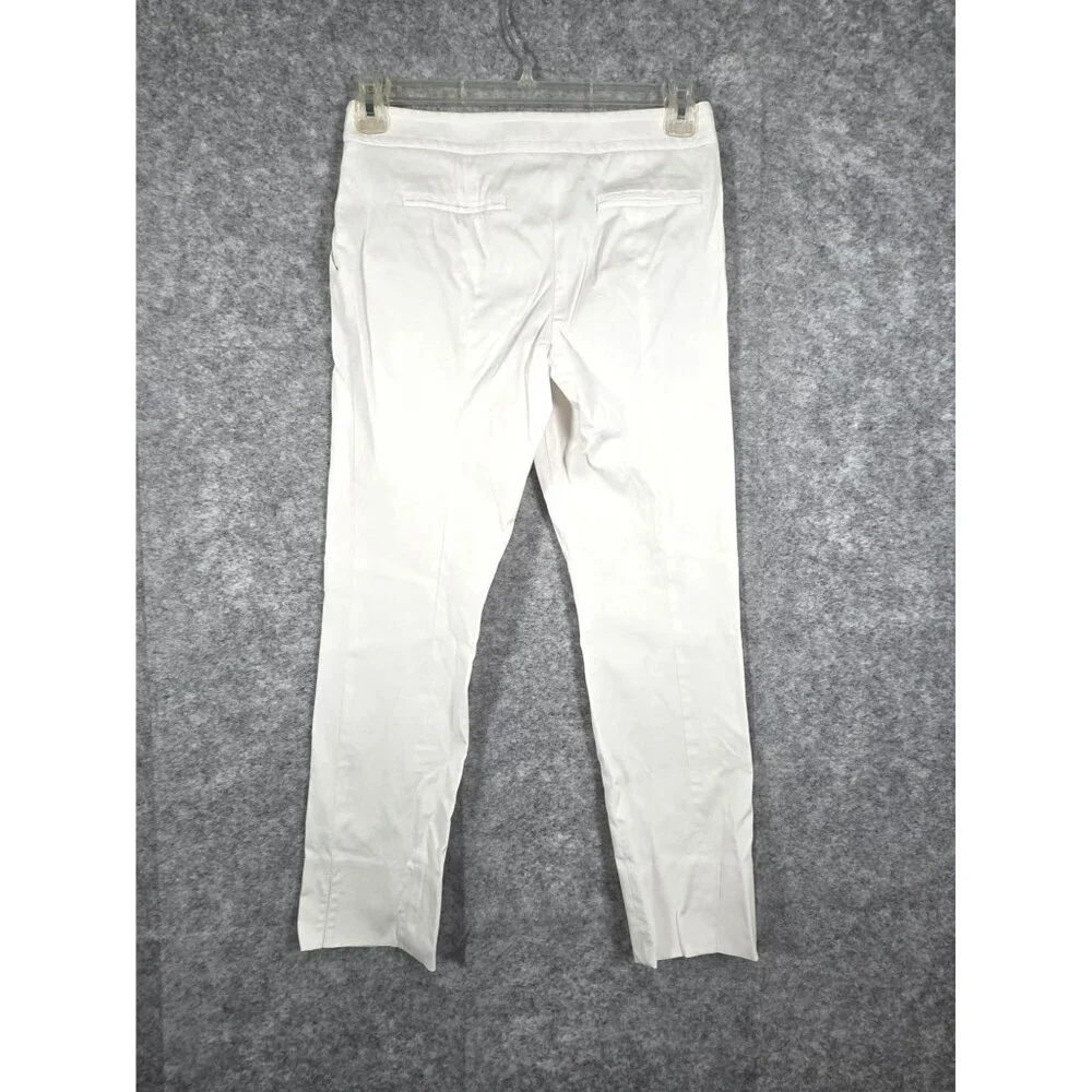 Tory Burch Women's Flat Front Ankle Length Straight Leg Pants White Size 4